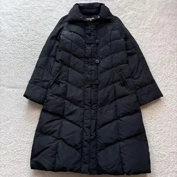 히로코코시노 롱 다운 코트 블랙 더블 지퍼 사이즈 38