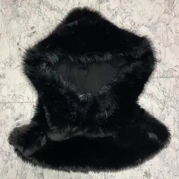 MONKI 블랙 인조 모피 발라클라바 넥워머