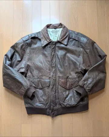 90s 천연 가죽 가죽 자켓 브라운 S 짧은 기장