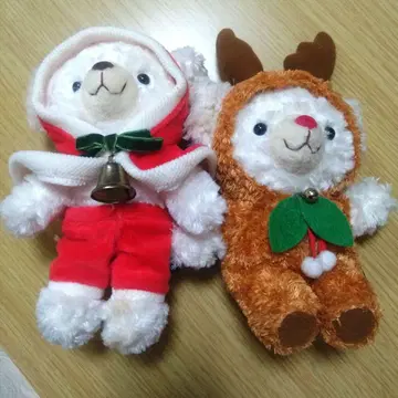 산타와 루돌프 곰 봉제 인형