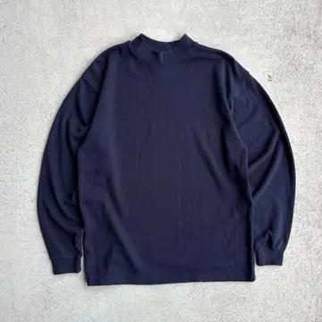 00s 빈티지 구제 의류 두꺼운 모크넥 긴팔 티셔츠 무지 M 네이비
