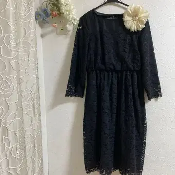 블랙 레이스 드레스 종아리 기장, 13호 사이즈