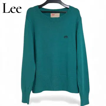Lee 니트 스웨터 그린 자수 로고 긴팔 여성용