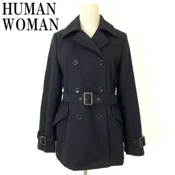 휴먼 우먼 울 코트 블랙 M B8846