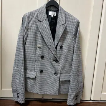 rienda 체크 무늬 더블 브레스트 자켓