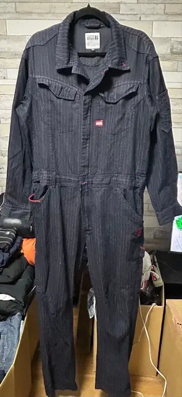 BlueB 스트라이프 오버롤 3L