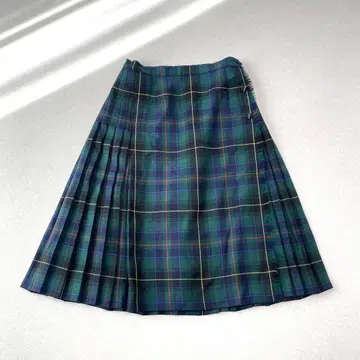 빈티지 구제 의류 캐나다제 타탄 체크 랩 플리츠 스커트
