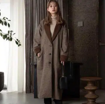 미사용 새상품 double face check coat 롱 코트 체크