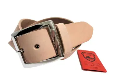 도치기 가죽 벨트 (내추럴) 연마 니켈 도금 버클 40mm 폭 통가죽