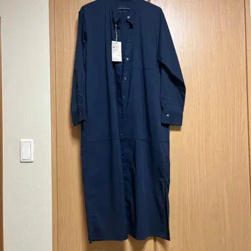 새상품 택 포함 무인양품 네이비 긴팔 버튼업 셔츠 원피스
