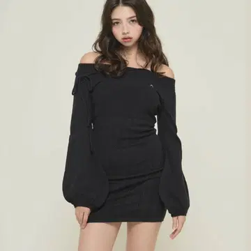 andmary 리본 크로셰 니트 드레스 원피스