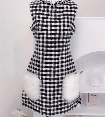 lumignon 체크 포켓 스캘럽 op