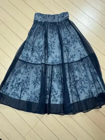 새상품급 SNIDEL 플리츠 쉬폰 레이어드 프린트 스커트