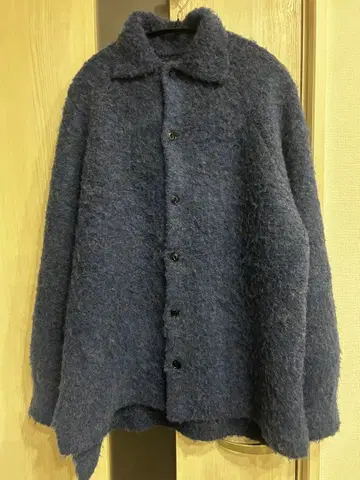 voaaov 25AW 브러쉬 플라워 치즐 니트 블루종 사이즈 1