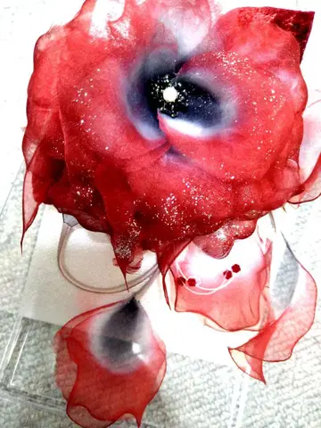 새상품 빨간색 꽃 브로치 코사지