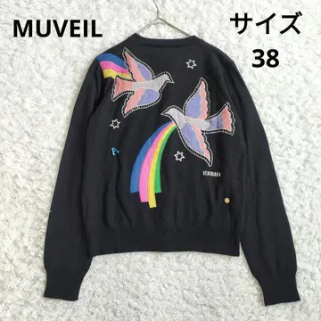 MUVEIL (뮤베일) 새 자수 니트 가디건 펄 38 M 네이비