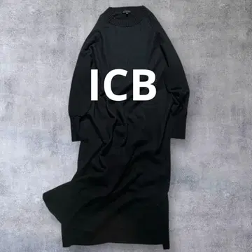 아이시비 고급 앞뒤 2종 울 따뜻한 롱 니트 원피스 블랙