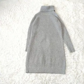 유니클로 터틀넥 로우게이지 니트 와플 원피스 M 그레이