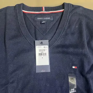 TOMMY HILFIGER 네이비 V넥 스웨터 M 택 포함 새상품