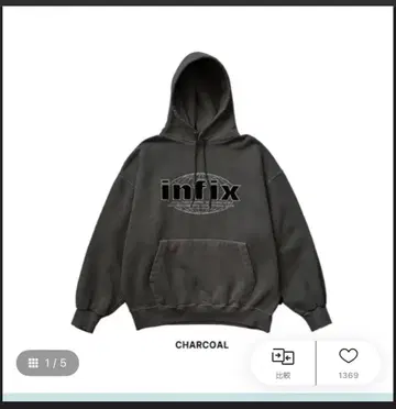 infix 차콜 후드 부착 후드티