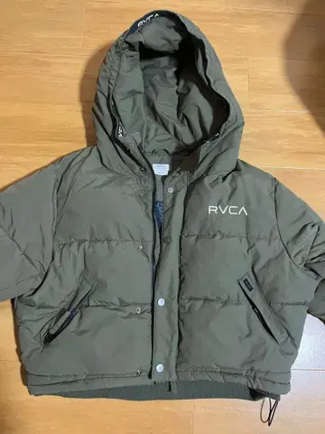 RVCA 후드 부착 다운 자켓 올리브 S