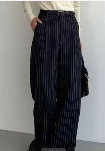 callautia 속기모 스트라이프 턱 슬랙스