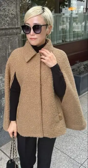 JENNE 푸들 케이프 코트 M 베이지