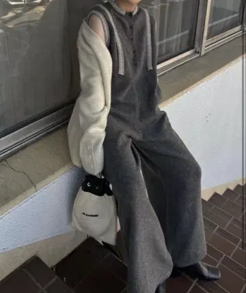 pattern rib squeeze hem knit all-in-one