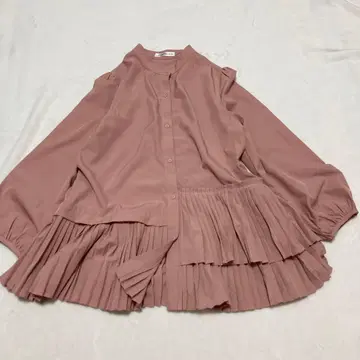 노스탤지어 밑단 플리츠 셔츠 블라우스 아지메 더스티 핑크 M