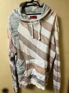 [ 424 (새상품급) ] 424 스트라이프 패턴 후드 부착 후드티