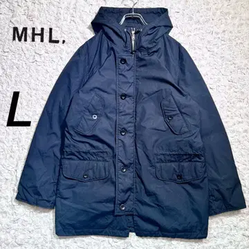 [ MHL. ] 모즈 코트 다운 자켓 후드 고급 네이비 [ L ]