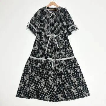 2024AW 핑크하우스 도트 리본 프린트 원피스