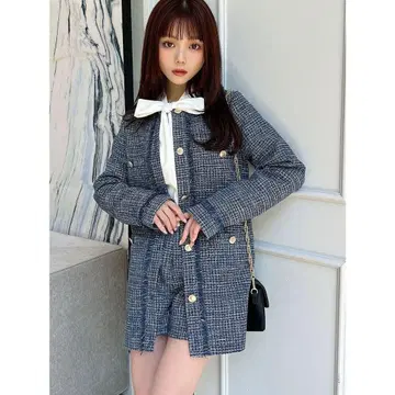 리젝시 트위드 셋업 블루