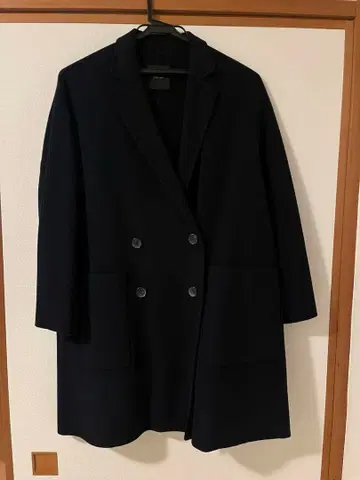 네이비 더블 브레스트 울 코트