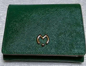 mila schon 접이식 지갑 그린&화이트 소가죽