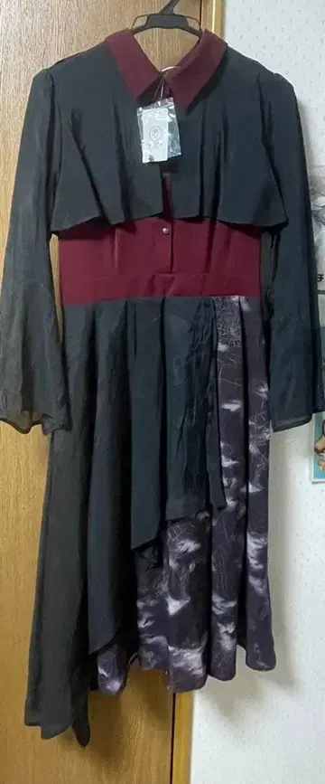 axes femme 다크 로맨스 바이컬러 원피스 와인