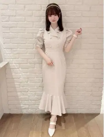 evelyn 에블린 오픈 카라 머메이드 원피스 핑크