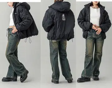 엑스걸 X-girl 리버서블 다운 자켓 충전솜 아우터 블루종