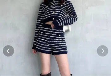 RESEXXY 트위드 보더 니트 팬츠