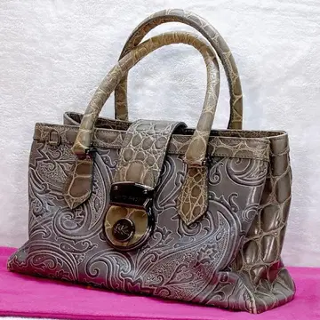 깨끗한 ETRO 에트로 마르고트 토트백 페가수스 금장 장식 가죽