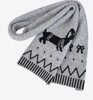 강아지 패턴 니트 머플러 그레이 귀여운 겨울 상품