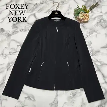 [ 새상품급 ] 폭시 뉴욕 노카라 자켓 지퍼 가디건 블랙 L