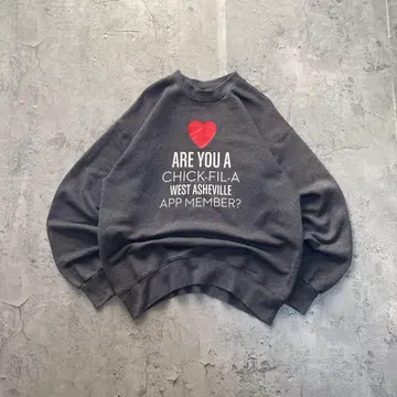 헤인즈 USA 구제 의류 하트 무늬 백 프린트 맨투맨 트레이닝복 그레이