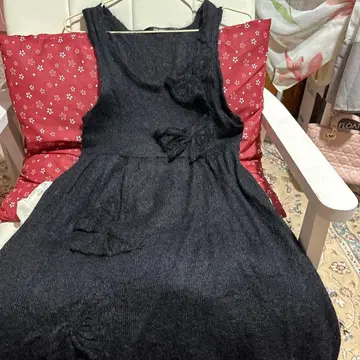 블랙 슬리브리스 니트 원피스