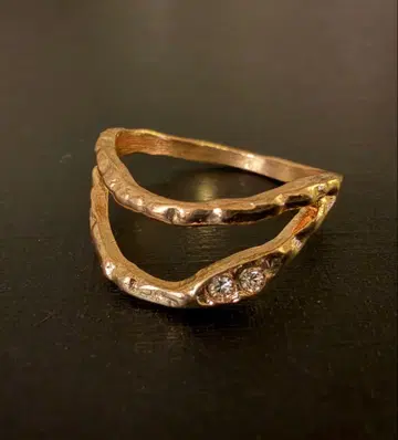 아쉬페프랑스 골드 컬러 크리스탈 스톤 부착 이중 반지 12호