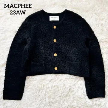 [컨디션 최상] MACPHEE 맥피 무스탕 크루넥 가디건 블랙