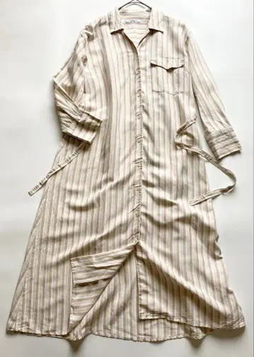 ( b7 ) 레리움 린넨 혼방 스트라이프 셔츠 원피스 FREE 사이즈