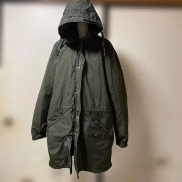 ASPESI 올리브 그린 모즈 코트 후드 부착