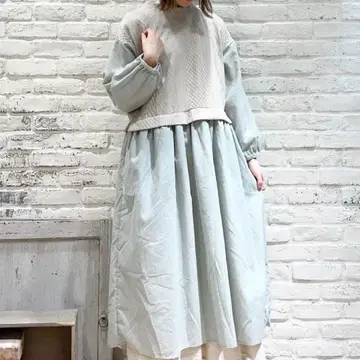 사만사 모스모스 케이블 무늬 자카드 도킹 원피스 (민트)