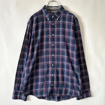 타미힐피거 버튼 다운 체크 플란넬 셔츠 빈티지 구제 의류